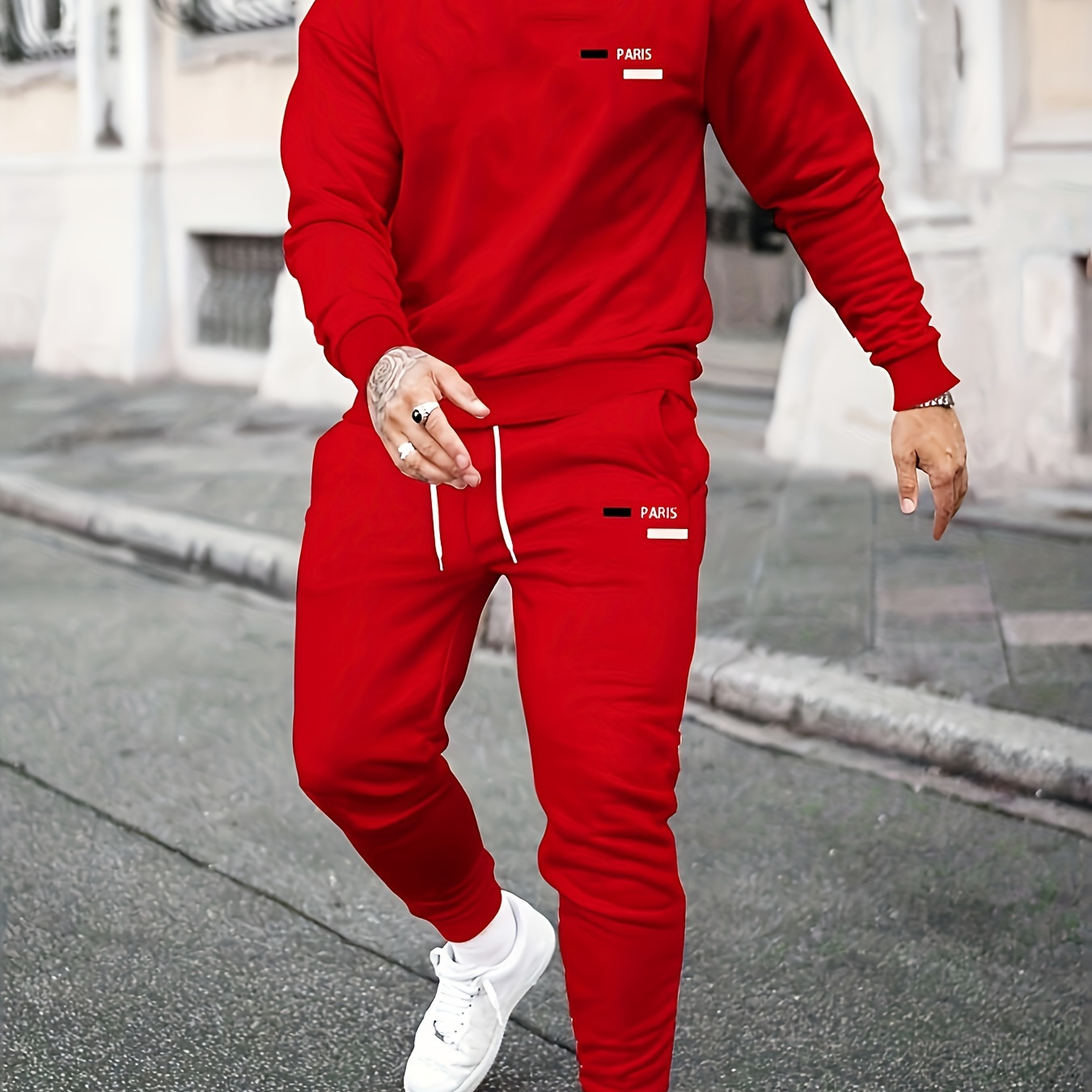 

Round Neck Long Sleeve Top And Drawstring Sports Pants 2pcs Set Comfortable Autumn Running Sports