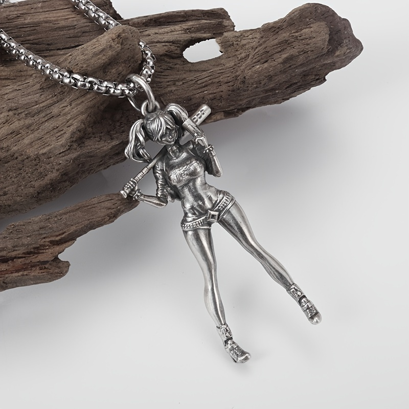 

1pc Classic Retro Baseball Girl Charm Necklace Men's Casual Fashion Personality Hoodie Jewelry Accessories