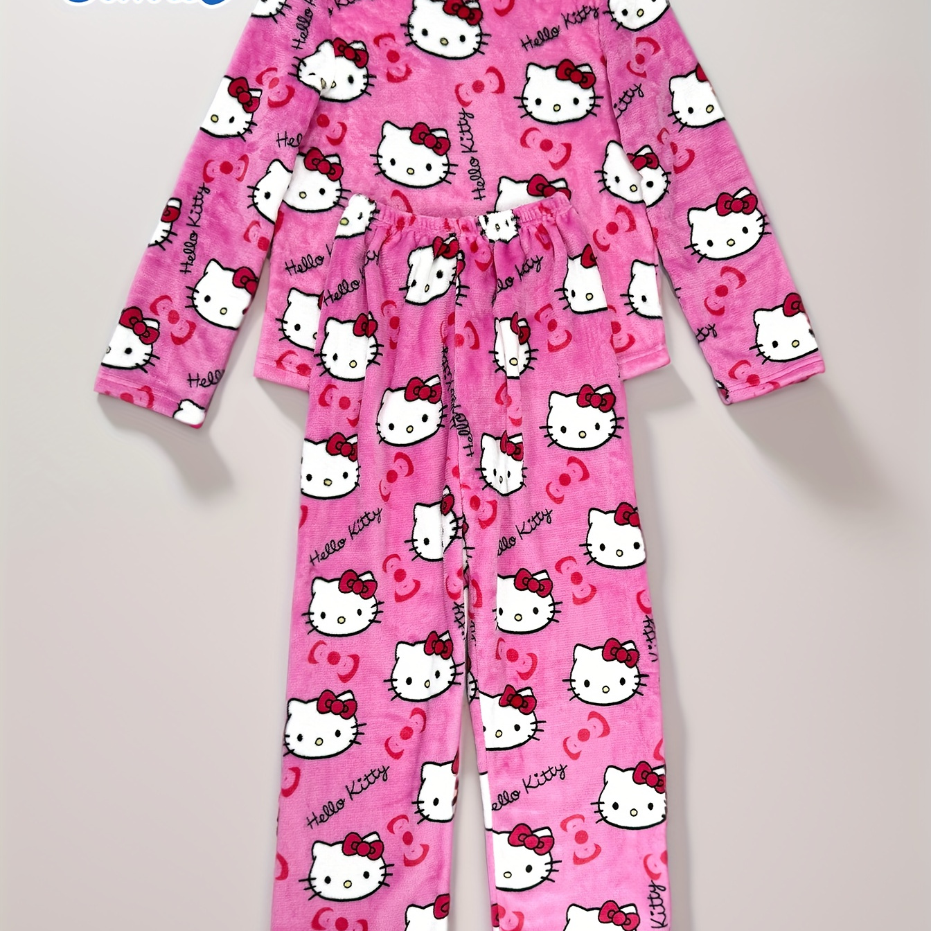 

Sanrio Hello Kitty Autumn And Winter Flannel Youth Warm Pajamas Set