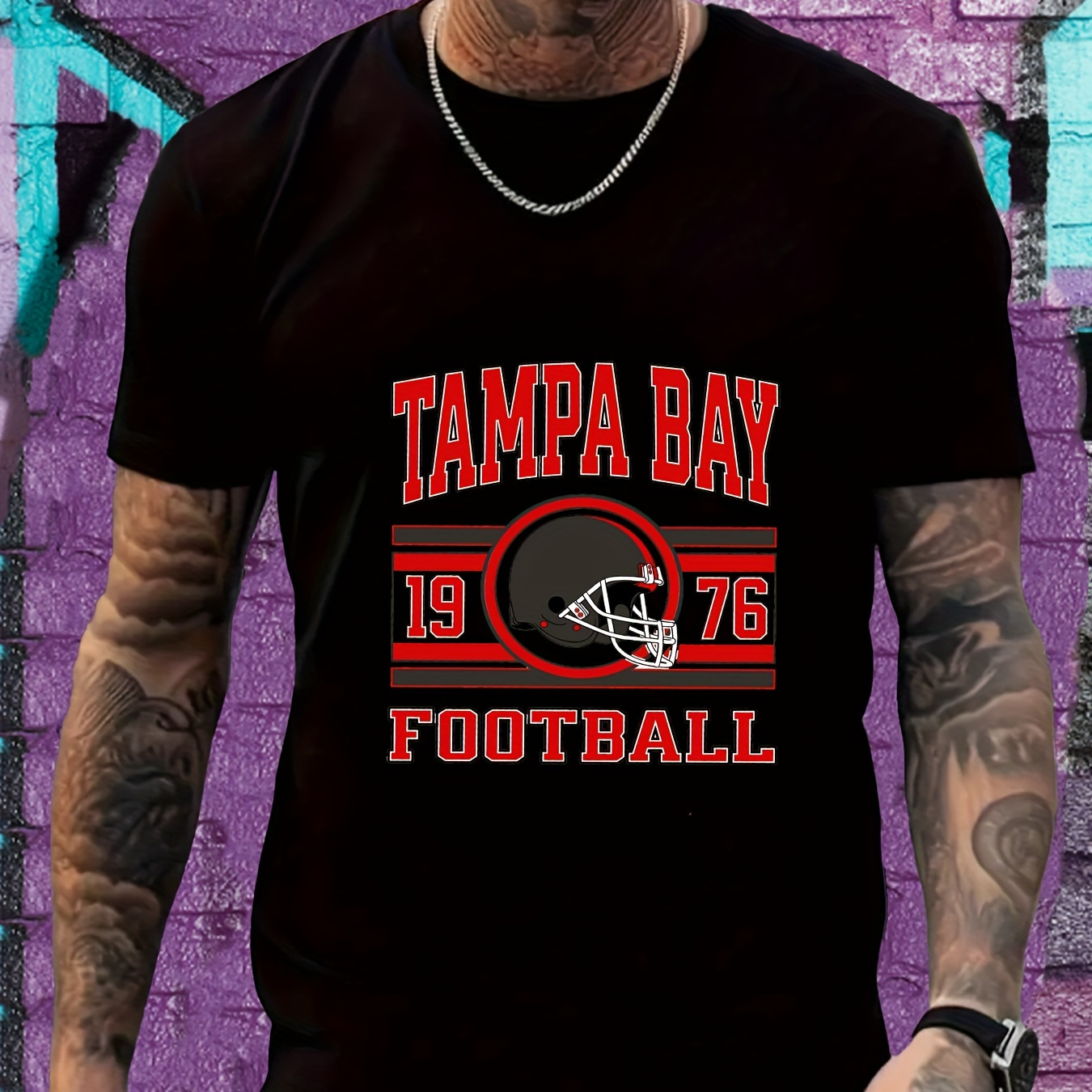 

Printed Men's Comfortable T-shirt, Breathable And Lightweight Cotton Fabric, Suitable For Holiday And Vacation Wear 220g