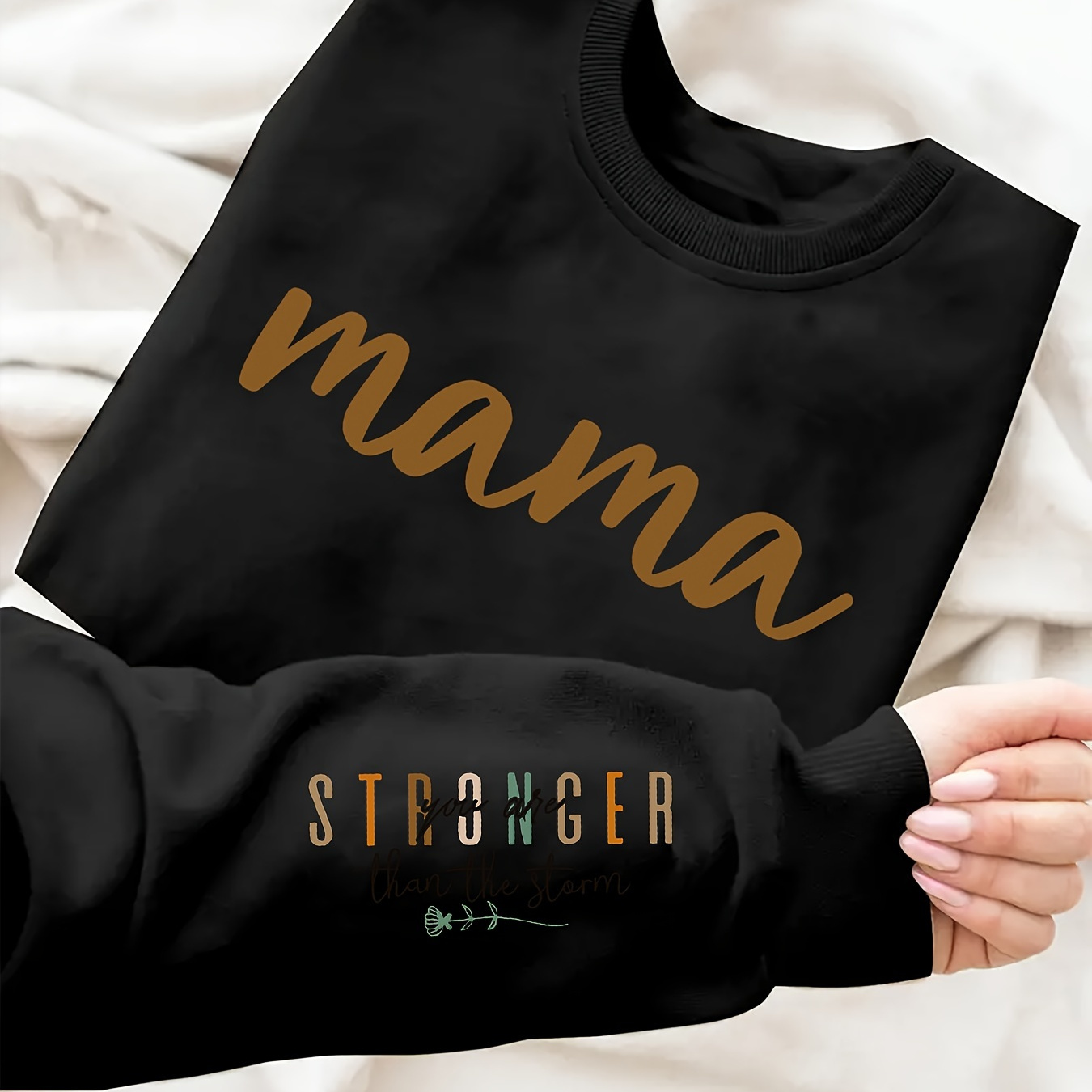 

Plus Size Mama Letter Print Sweatshirt, Casual Long Sleeve Crew Neck Pullover Sweatshirt, Women's Plus Size clothing