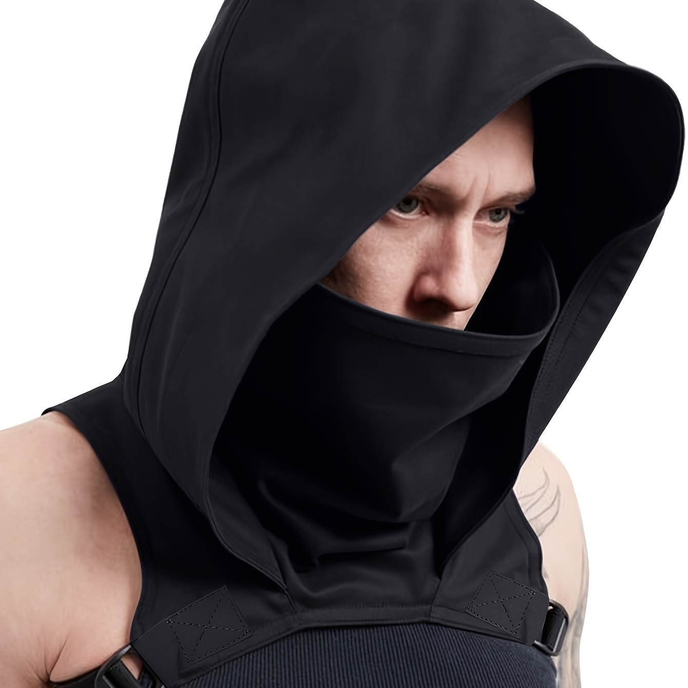 

Ninja Cowl Hood Scarf Hooded Cape Hat With Adjustable Belt For Daily Wear Cosplay