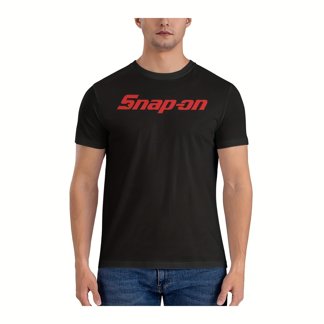 

Snap-on Short Sleeve Tees Gift Idea Clothing Leisure Red -shirt For Men Crew Neck Cotton Harajuku Oversized Clothing Funny 220g