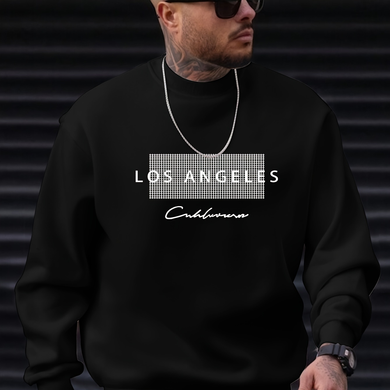 

Sweat-shirt à manches longues pour homme avec inscription "LOS ANGELES", col rond, tendance, décontracté, confortable et polyvalent, idéal pour le printemps et l'automne, sports de plein air