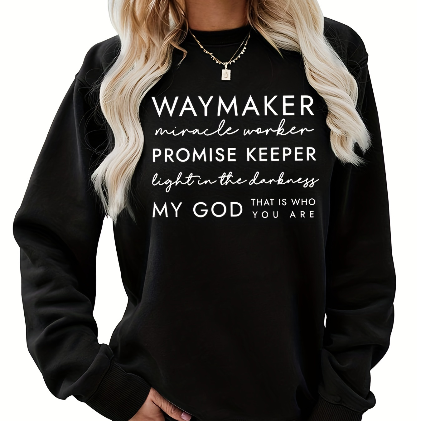 Waymaker Print Sweatshirt Casual Long Sleeve Crew Neck Temu