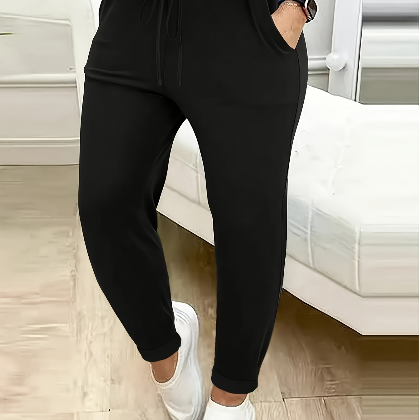 

Autumn And Winter Fashion New Daily Casual Wind Pockets Solid Colour Tight Ladies Trousers