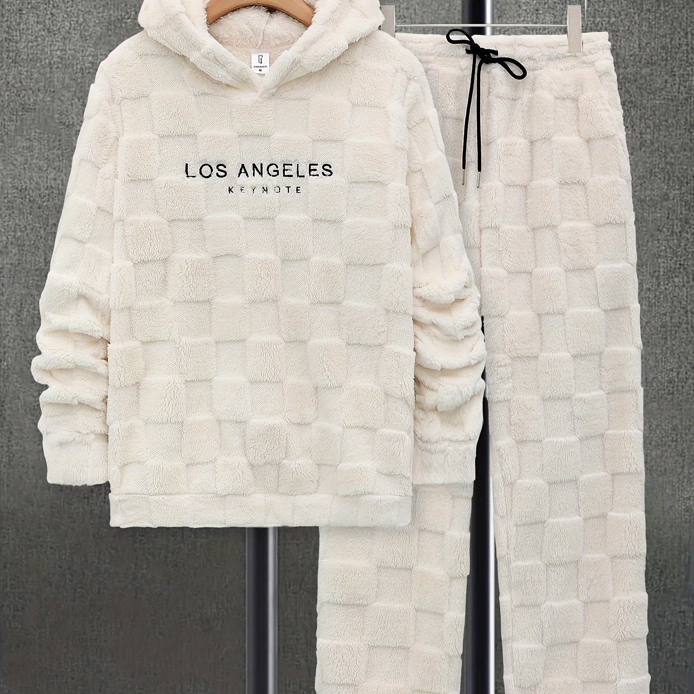 

2 Pcs Letter Embroidered Hooded Long & Trousers Set, Comfortable & - Pajamas 's