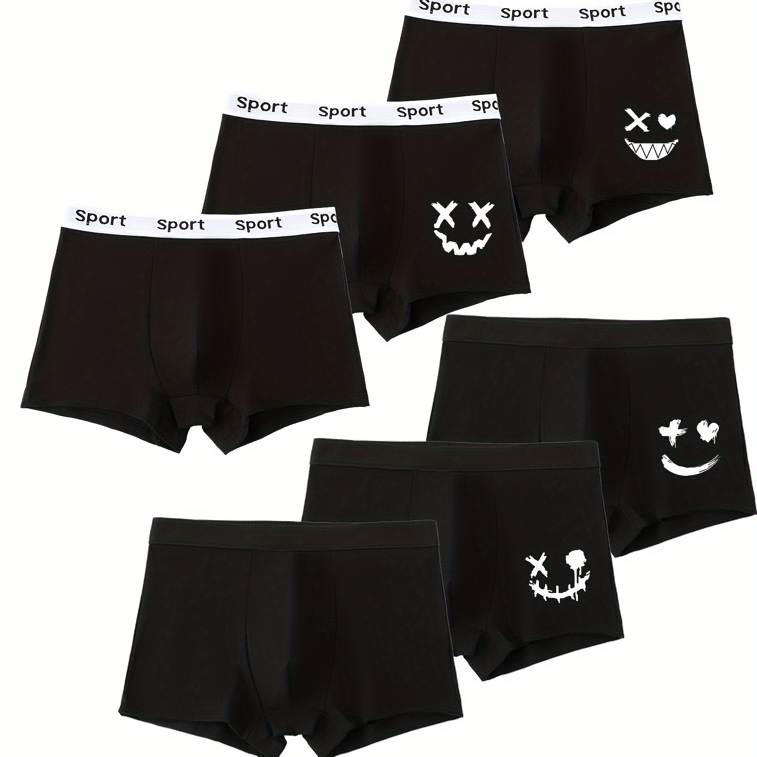 

Lot de 6 sous-vêtements pour garçons, doux et respirants, avec motifs de dessins animés, boxers confortables et slips
