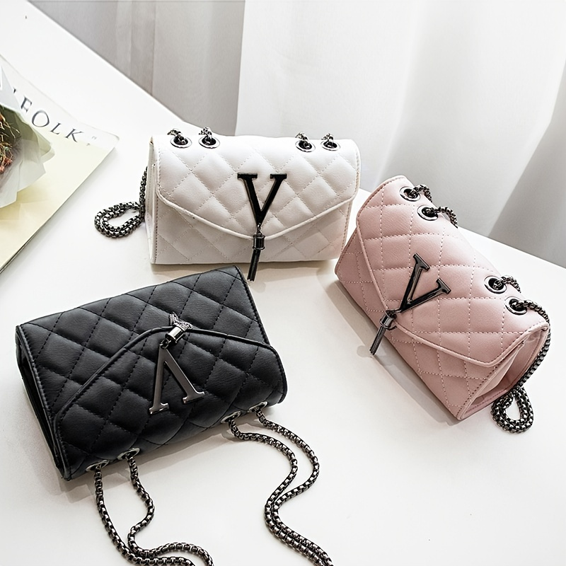 Pinfect Chain Crossbody Square Bags Nylon Flap Tote Bag Casual Quilted  Fashion for Party 