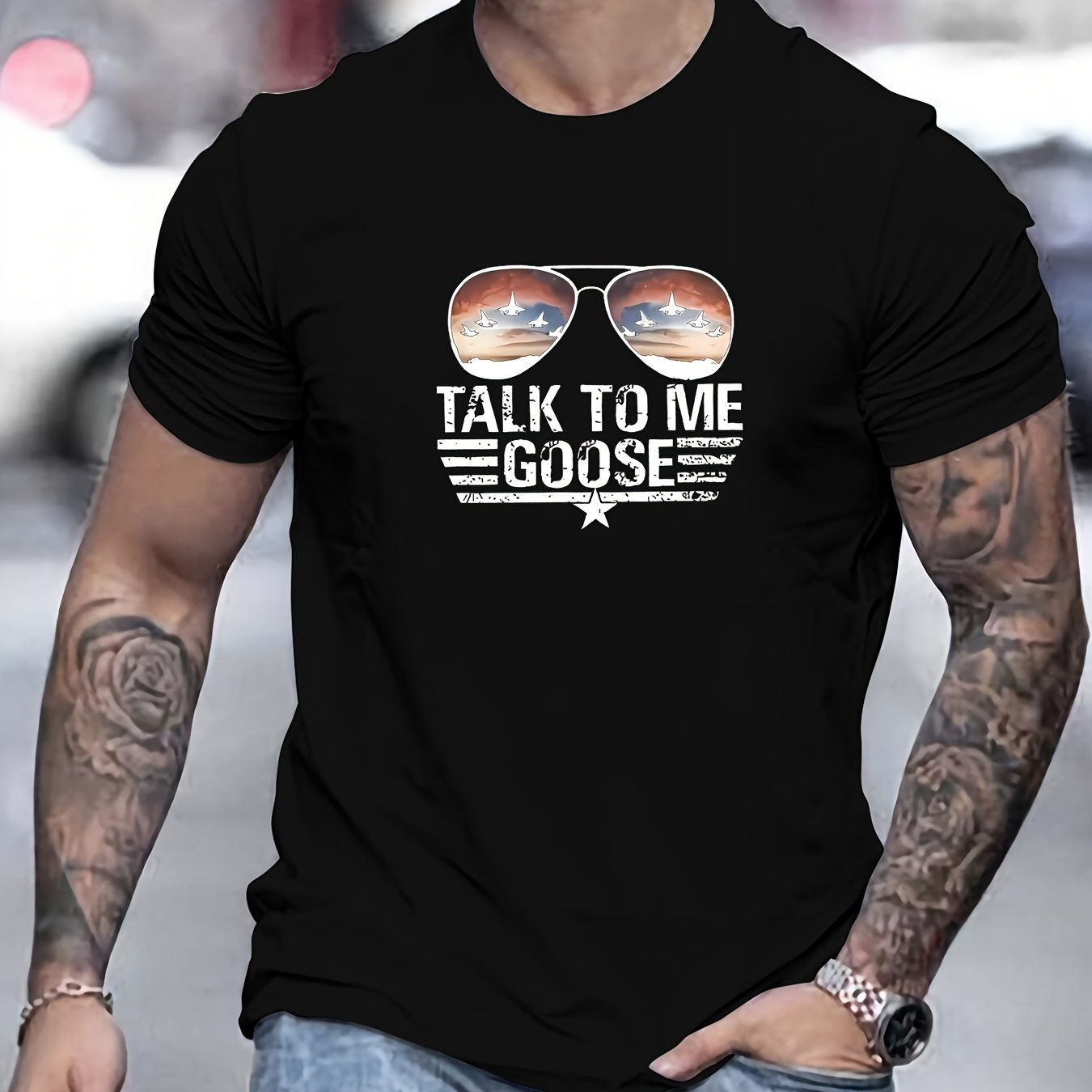 

Graphic T-shirt For Men - Summer Casual, Short Sleeve, Round Neck, Polyester/cotton Blend, Regular Fit, Adult Size