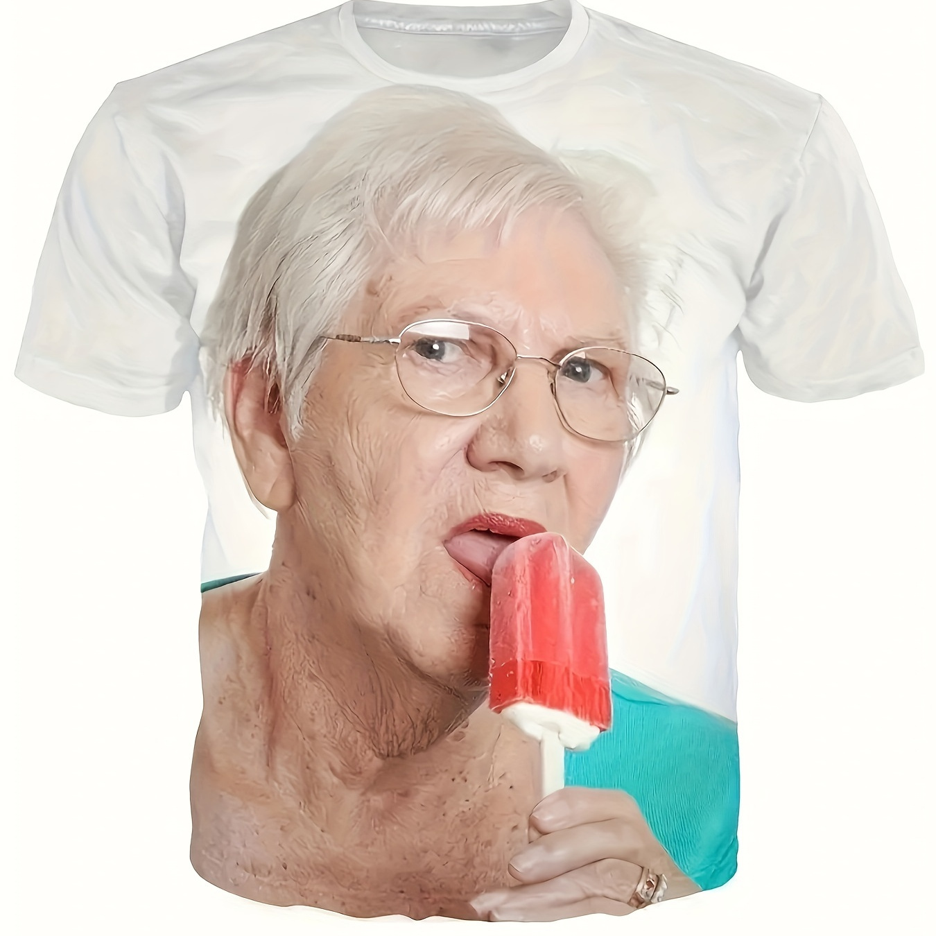 

Funny Old Lady Creative Print Stylish T-shirt For Men, Casual Summer Top, Comfortable And Fashion Crew Neck Short Sleeve, Suitable For Daily Wear