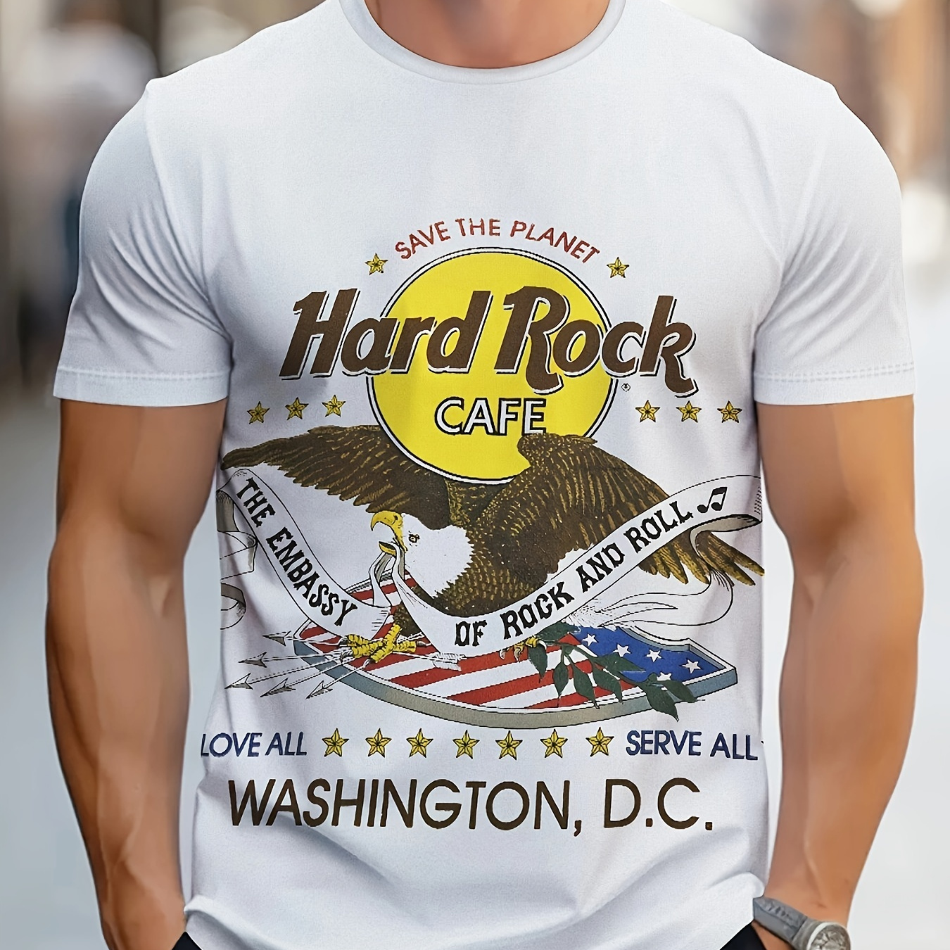 

Men's Eagle Print T-shirt, Casual Short Sleeve Crew Neck Tee, Men's Clothing For Outdoor