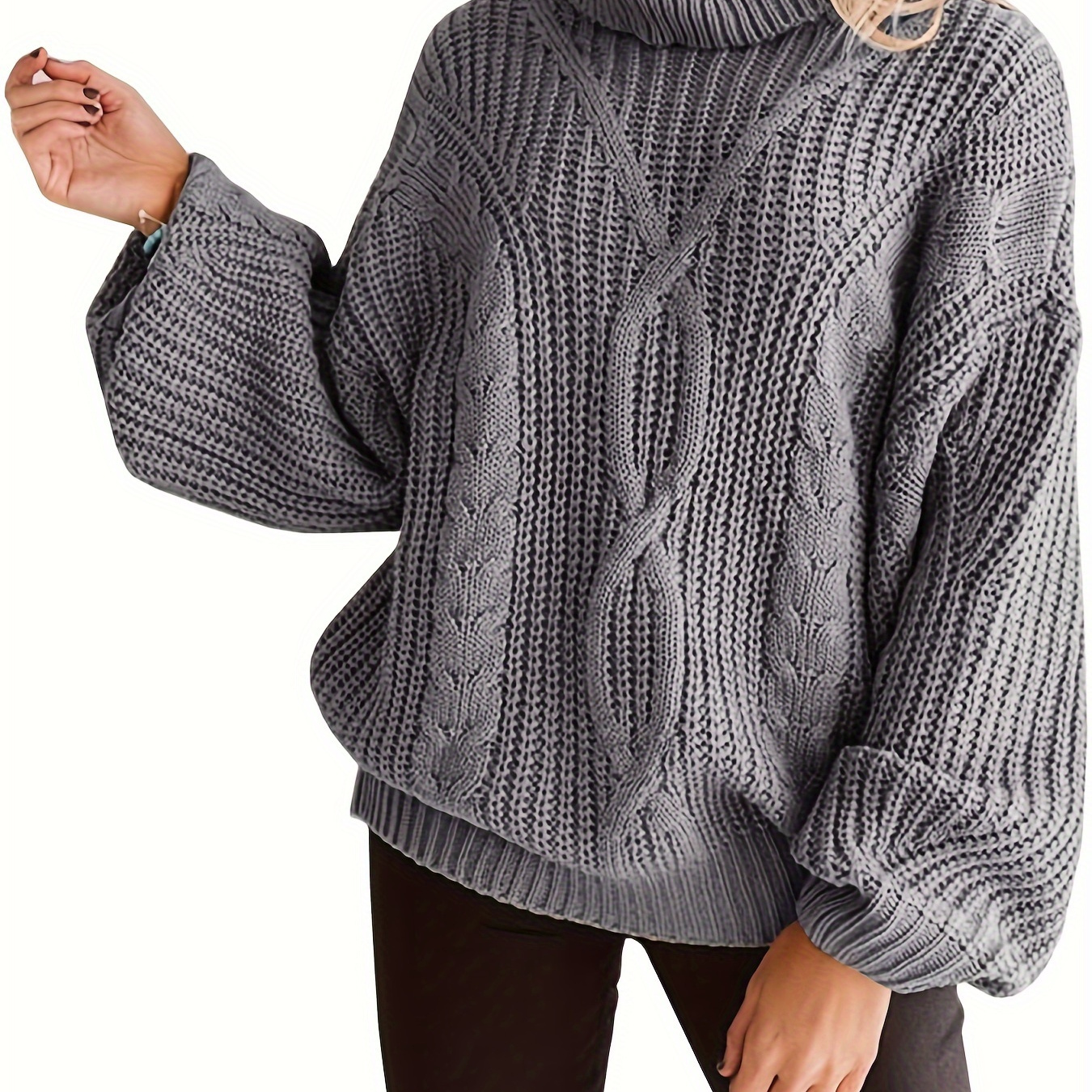 

Women's Plus Size Turtleneck Pullovers Sleeve