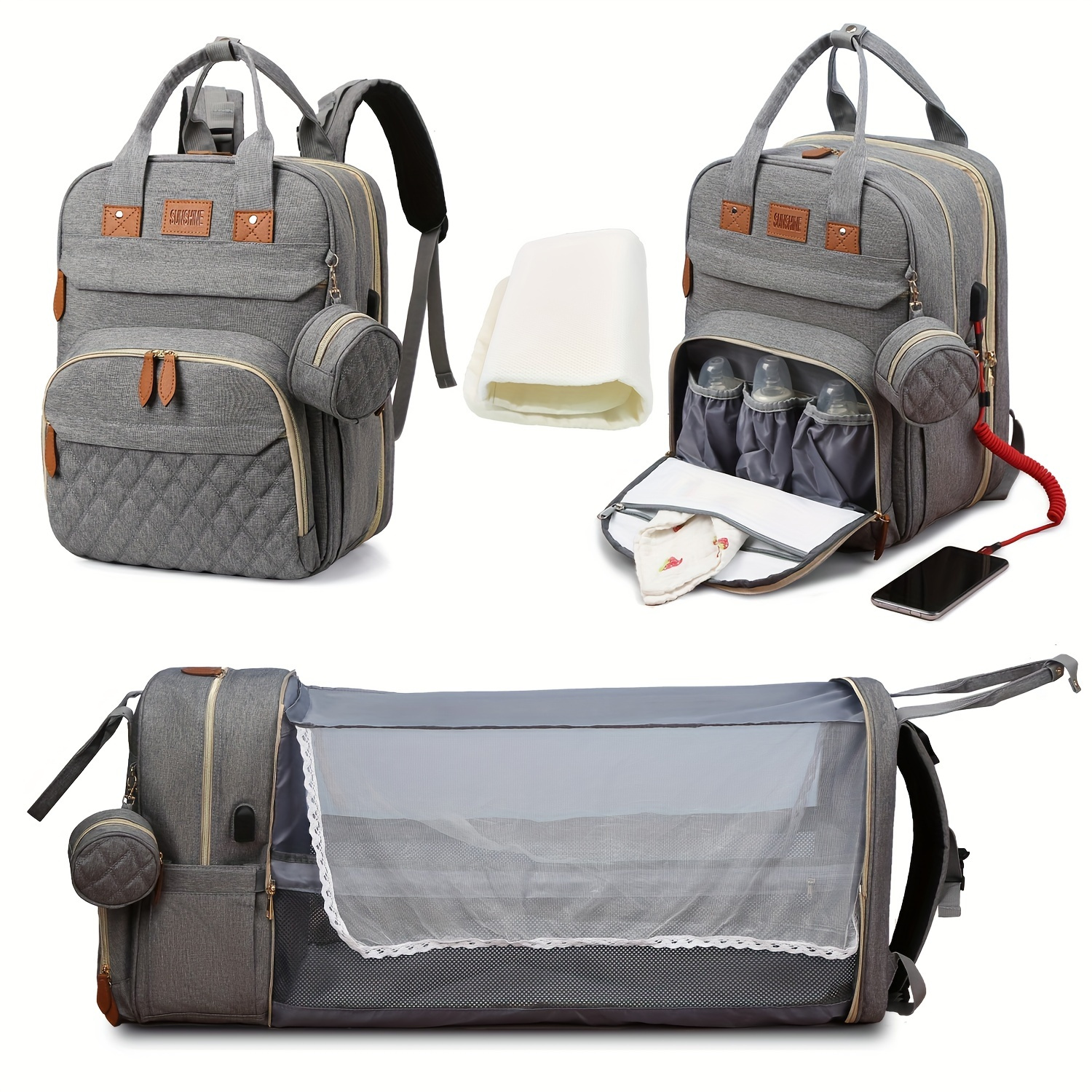 SophisticaMom Stylish Leather Diaper Bag Luxury Mom Backpack – BleuRibbon
