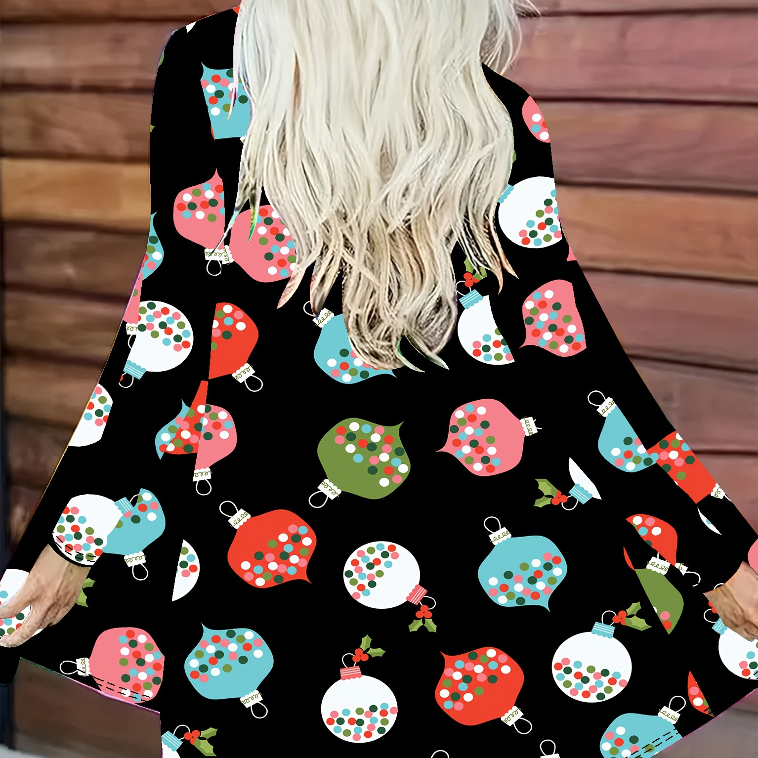 

Women's Plus Size Casual Christmas Cardigan - Polyester Knit Fabric With Spandex, Long Sleeve Open Front Oversized Top With Holiday Print For Fall/winter