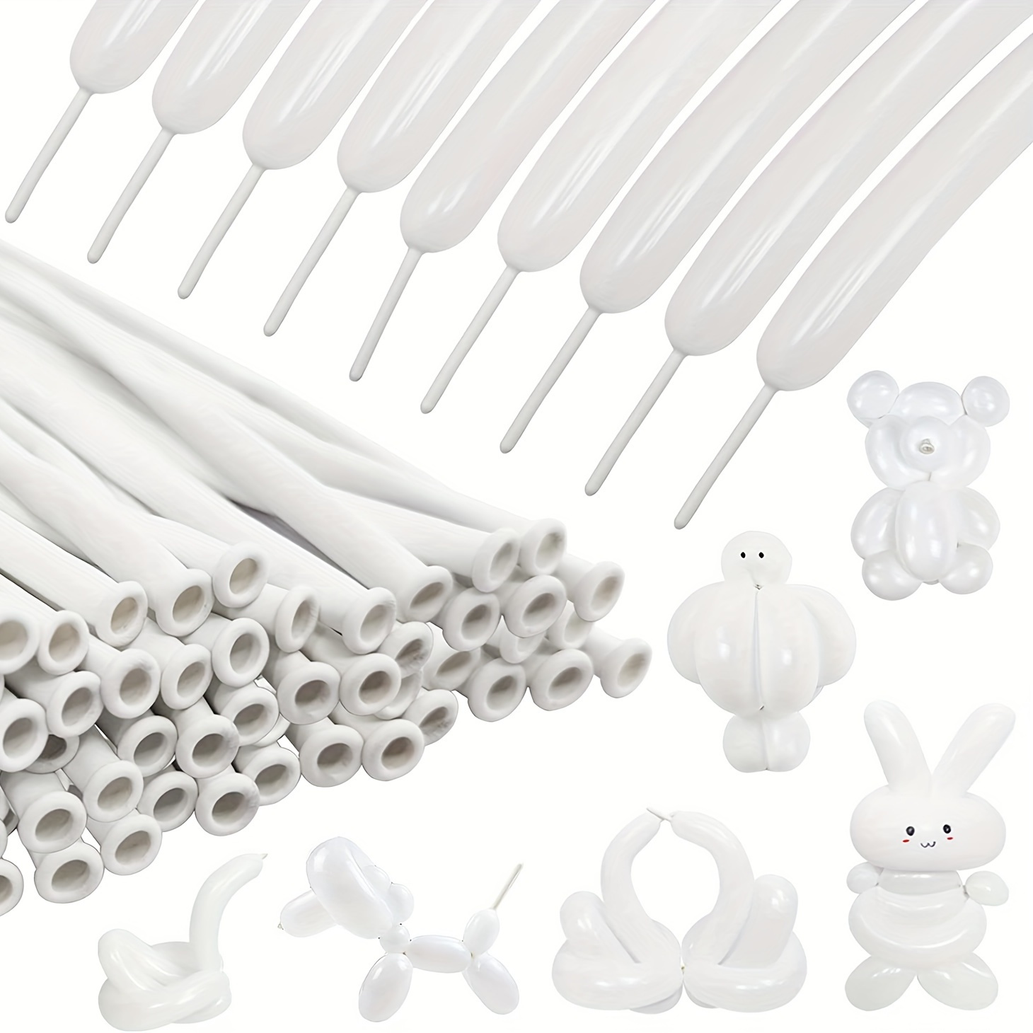 

100pcs, 260 Balloons White Long Balloons For Balloon Garland Thickening Skinny Latex Twisting Balloon For Animals Modeling Christmas Birthday Wedding Party Decorations