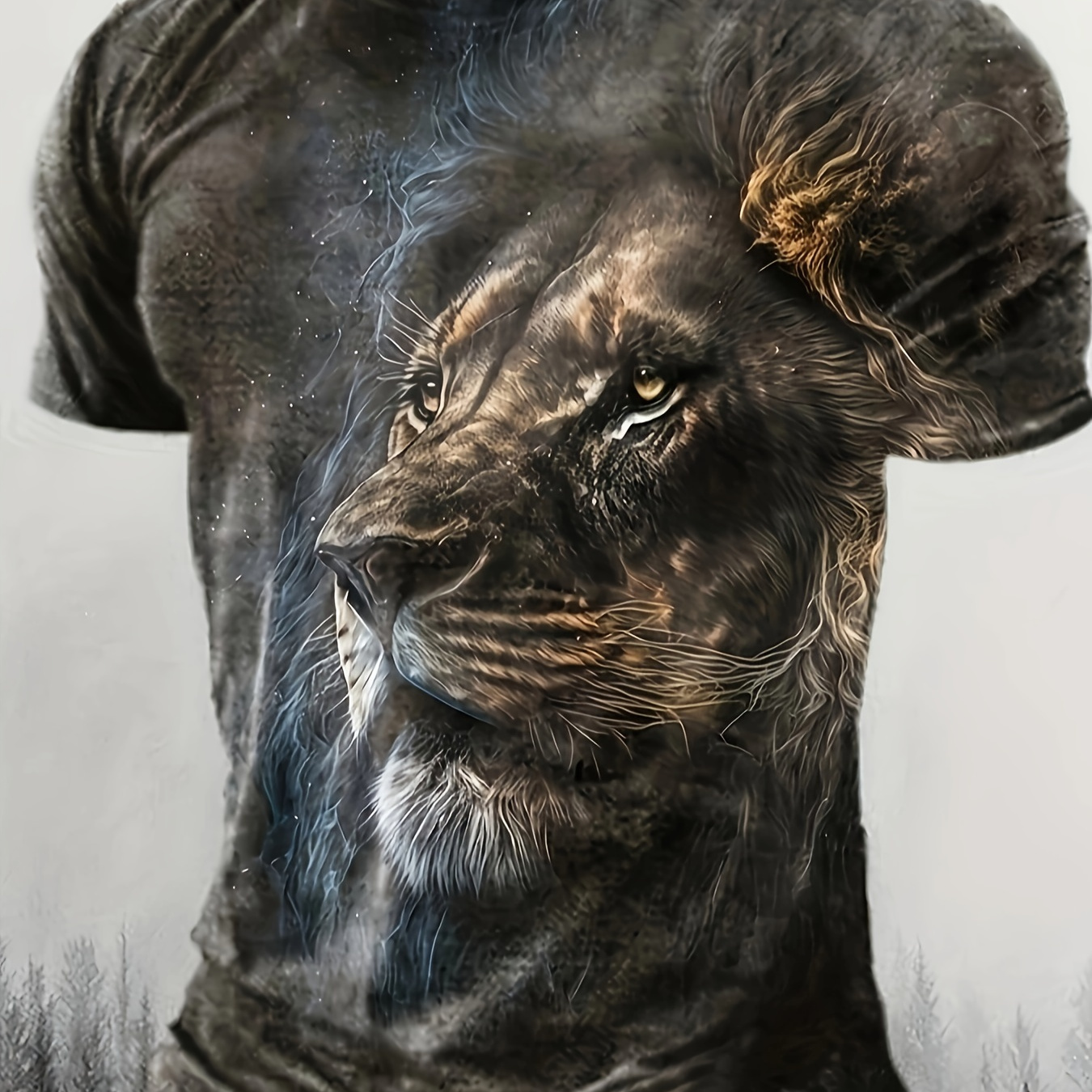 

Plus Size T-shirt For Men, 3d Lion Print Tees For Males, Summer Casual Stylish Tops, Daily Life Outdoor Sports Tops