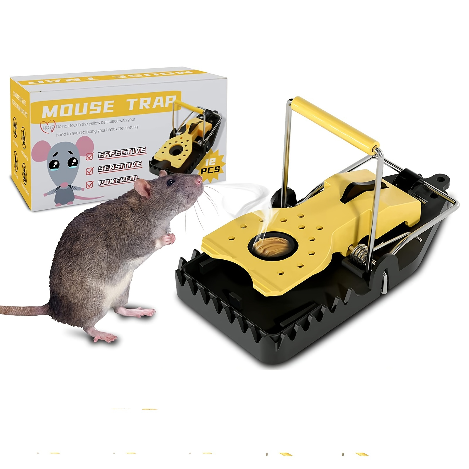 Trampa para ratones, trampas para ratas pequeñas que funcionan, trampas  para ratones con taza de cebo desmontable Atrapa-ratones seguro y eficaz  para el hogar, interior y exterior Vhermosa XWJ-A0089-1