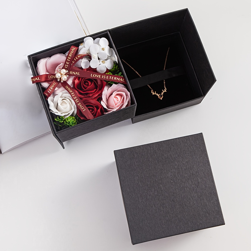 Set Soap Flower Gift Box With Necklace Creative Style Rotating Gift