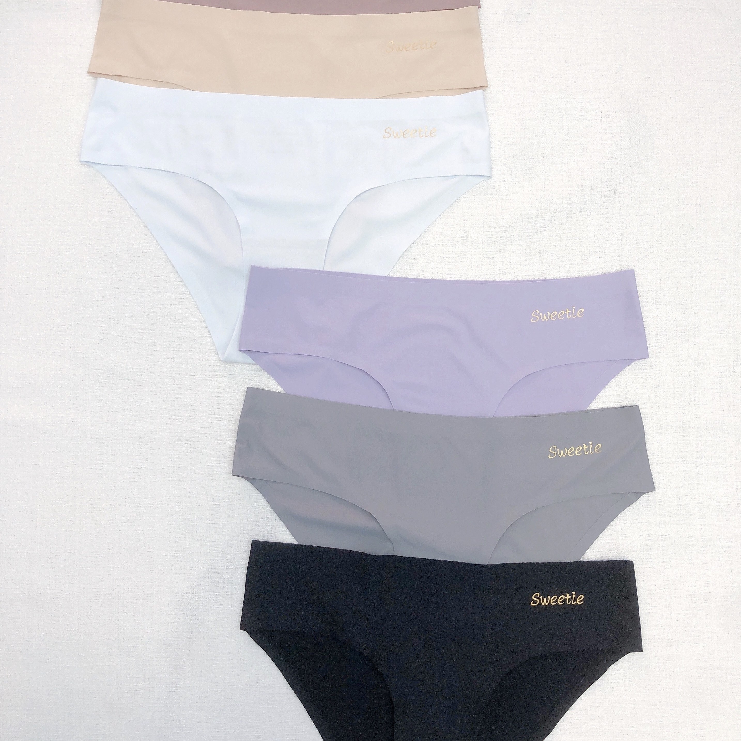 

6pcs Letter Print Bikini Panties, Comfy Seamless Mid-rise Stretch Panties, Women's Lingerie & Underwear
