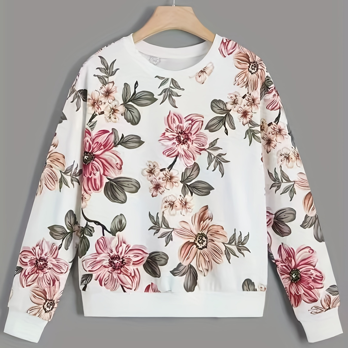 

Sweat-shirt À Imprimé Floral, Sweat-shirt Décontracté À Manches Longues Et Col Rond Pour Le Printemps Et L'automne, Vêtements Pour Femmes