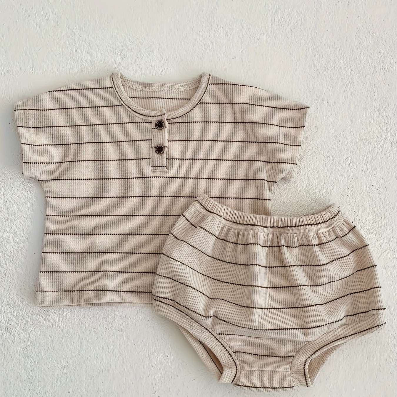 

2pcs 's Decor Striped T- & , Toddler & Infant Boy's Clothing Set For Summer, Cloth