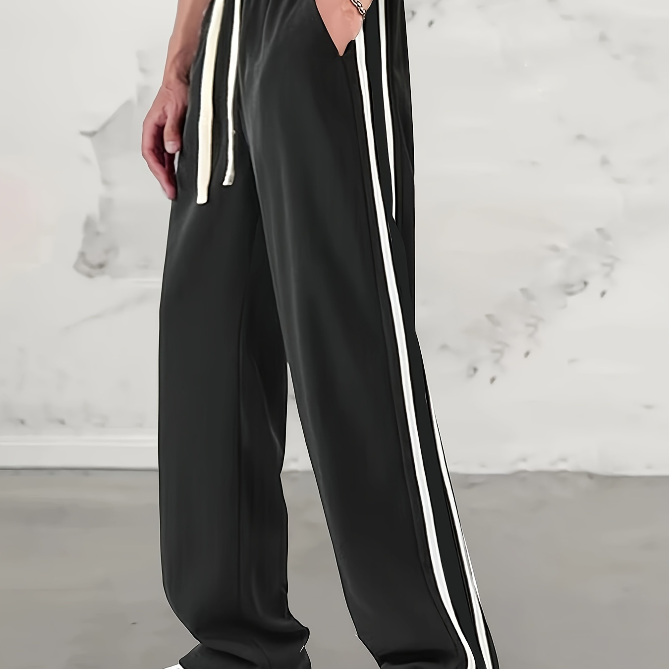 

Plus Size Men's Contrast Color Pants Loose Fit Pants, Men's Clothing