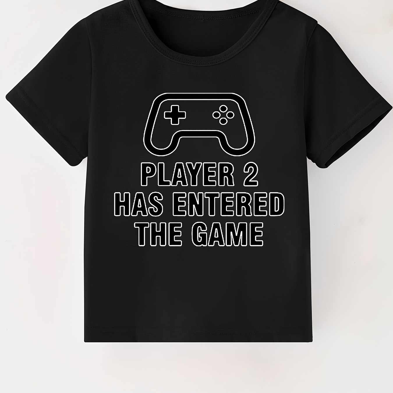 

Player 2 Has Entered The Game Letter Print Boys Creative T-shirt, Casual Lightweight Comfy Short Sleeve Tee Tops, Kids Clothings For Summer