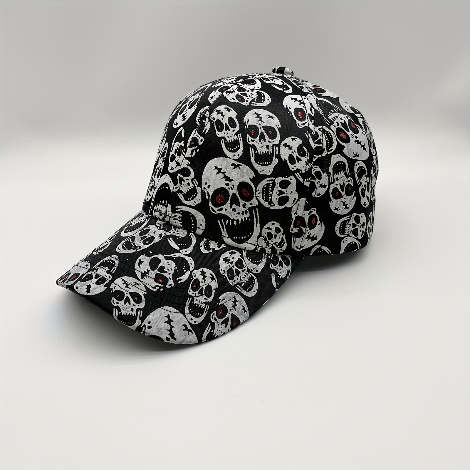 

Skull Print Black Baseball Cap Women's Y2k Vintage Sun Hat Men Unisex Dad Hats