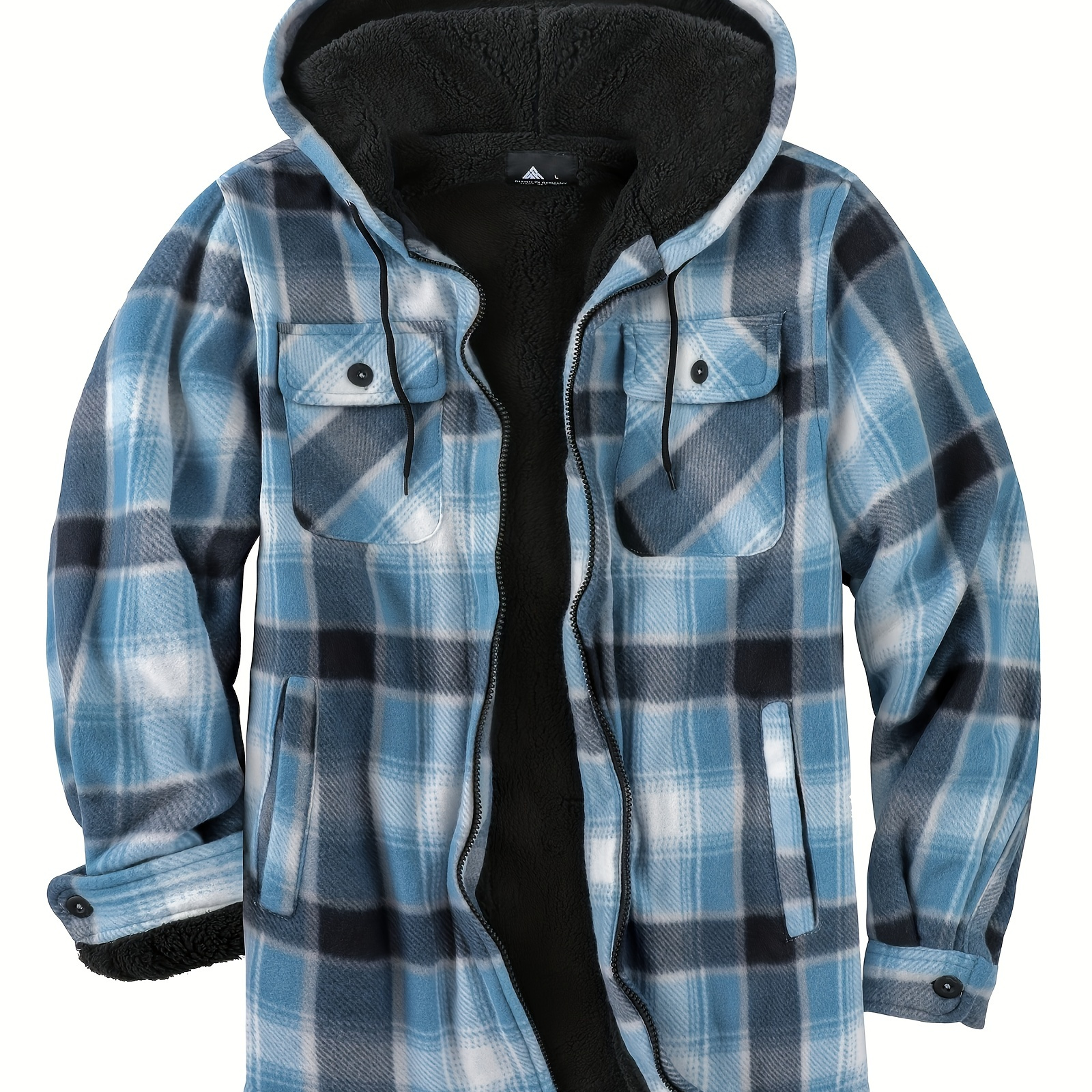 

Men's Trendy Hooded Plaid Sherpa Lined Coat Warm Jacket Long Coat Outwear For Men Winter Autumn Hiphop Style Streetwear