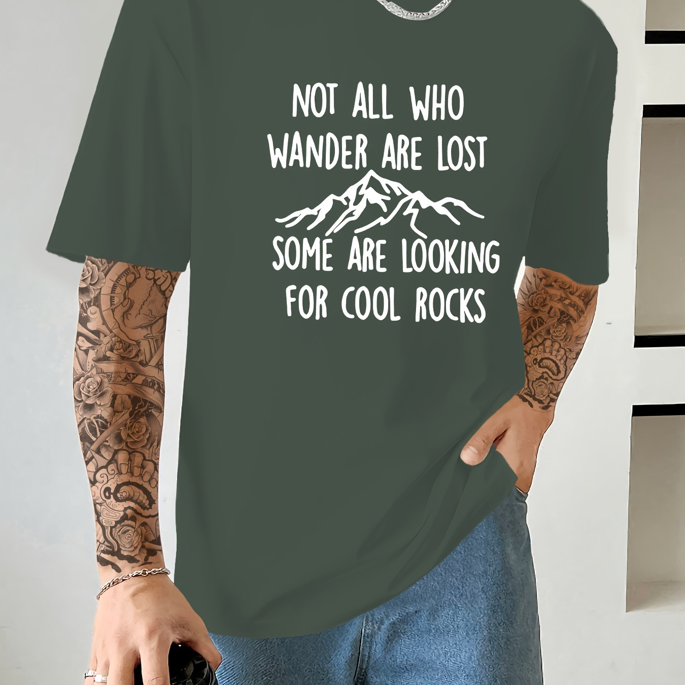 

Some Are Looking For Cool Rocks Print T Shirt, Tees For Men, Casual Short Sleeve T-shirt For Summer