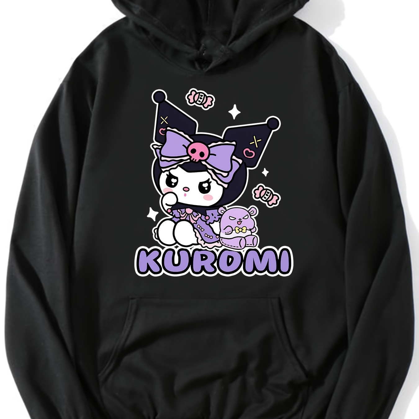 

Sanrio Kuromi Pattern Printed , Drawstring Hooded Sweatshirt, Christmas