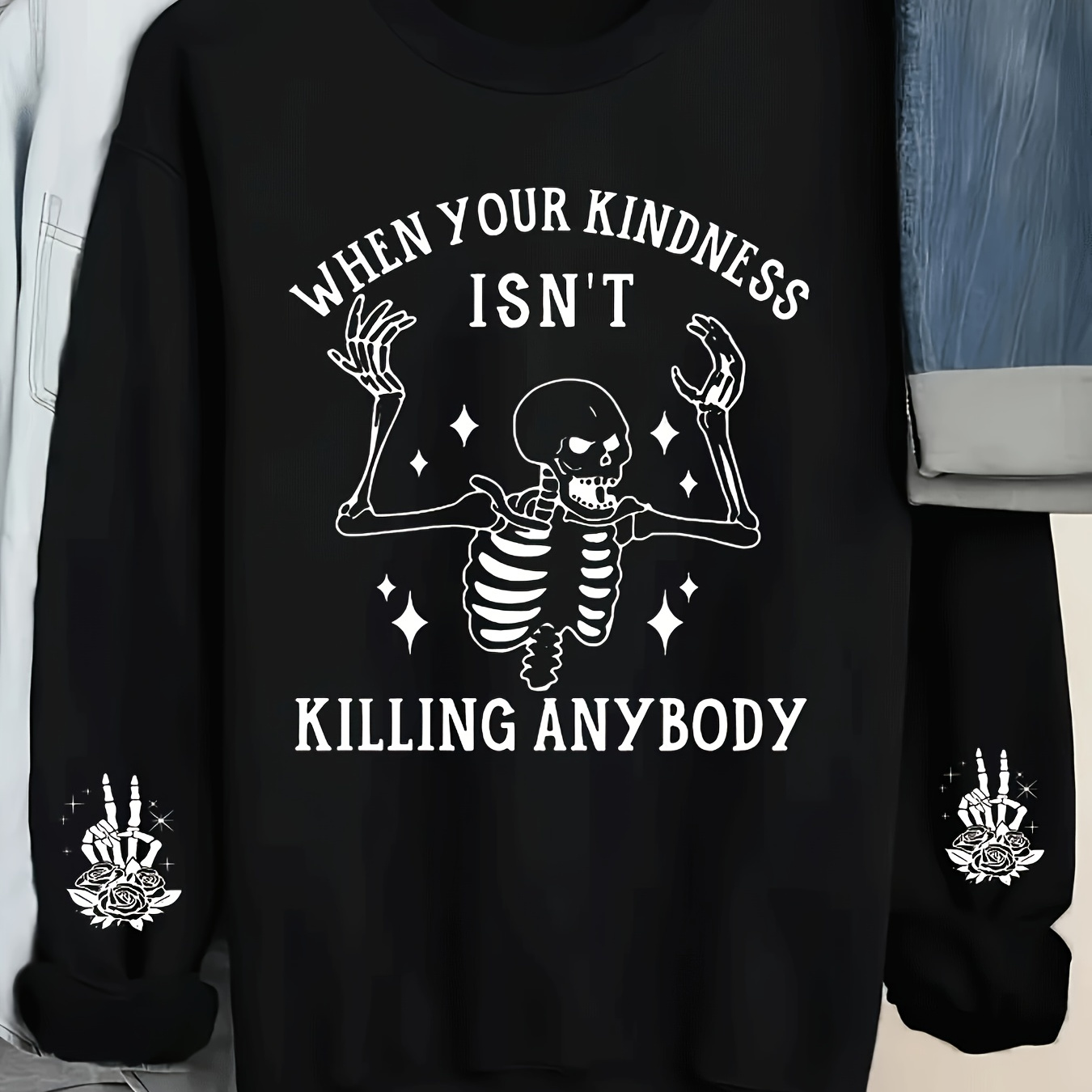 

Women's Retro-inspired Sweatshirt - Casual Long Sleeve Crew Neck Pullover, Machine Washable Polyester