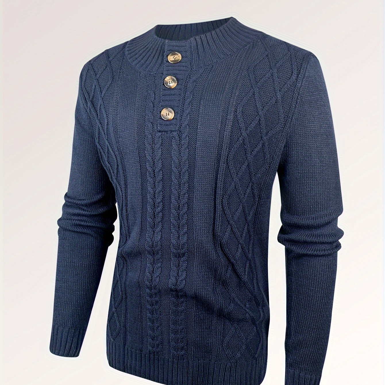 

Men's Cable Knit Button Retro Long Sleeve Pullover Sweater