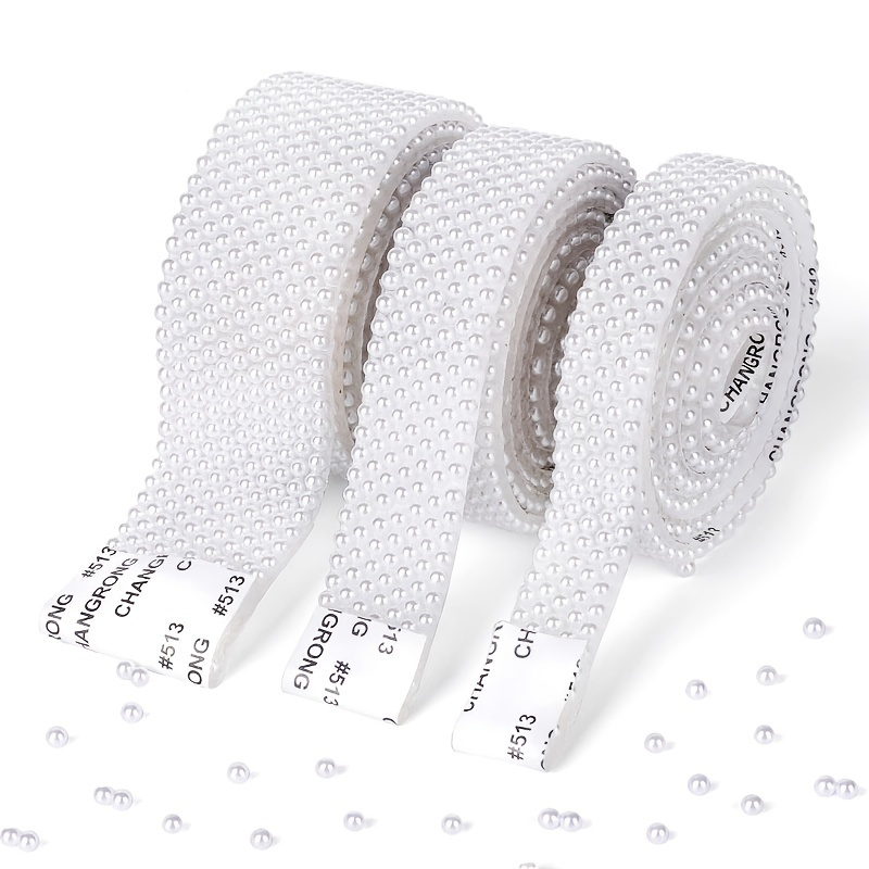 Homeford Plastic Pearls Flat Bead Self Adhesive Stickers, 8mm, 22-Strips  (White)