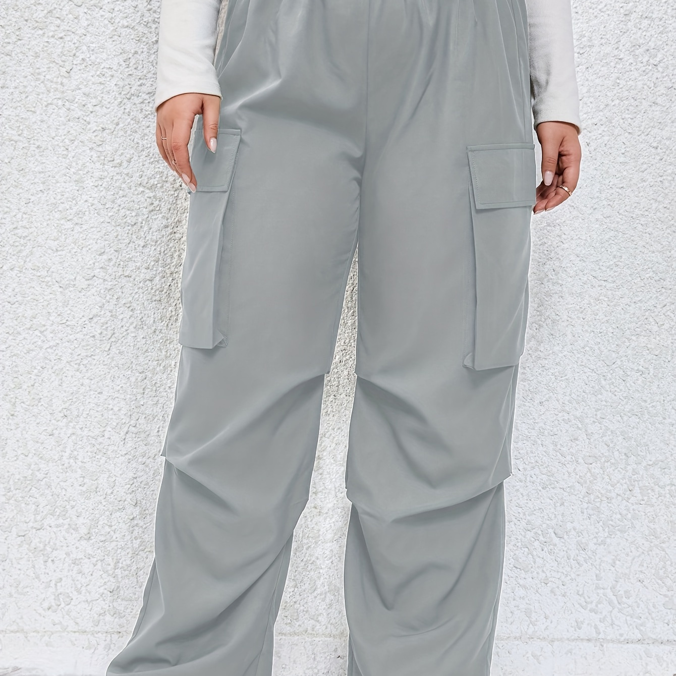 Grey Drawstring Wide Leg Sweatpants