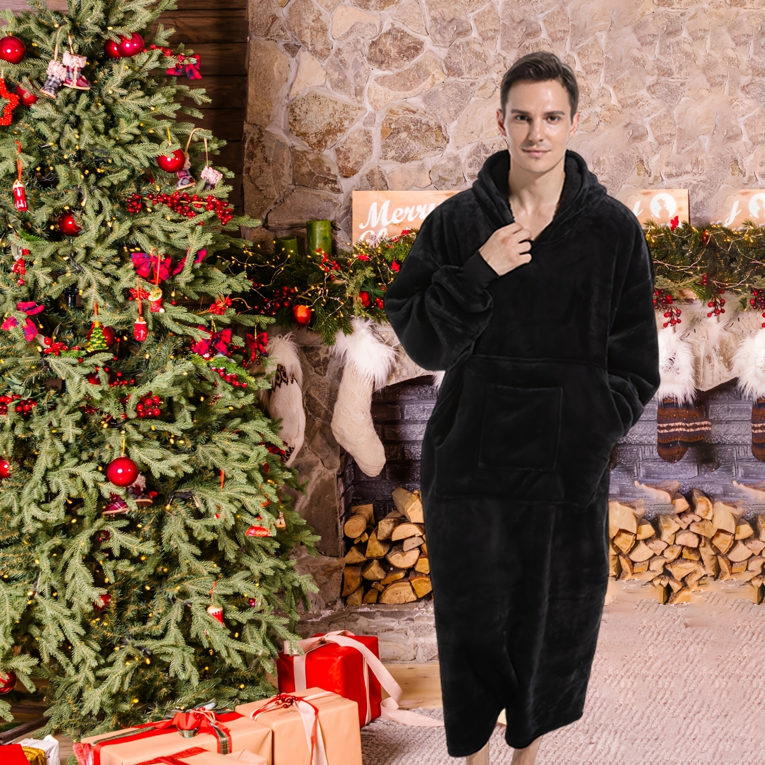 

Blanket Hoodie - Wearable Blanket Hoodie - Oversized, Sherpa Lined, With Sleeves & Pocket - For At Home, Lounging, Watching Tv - Men - - Zone, Best Thanksgiving And Christmas Gift For Men