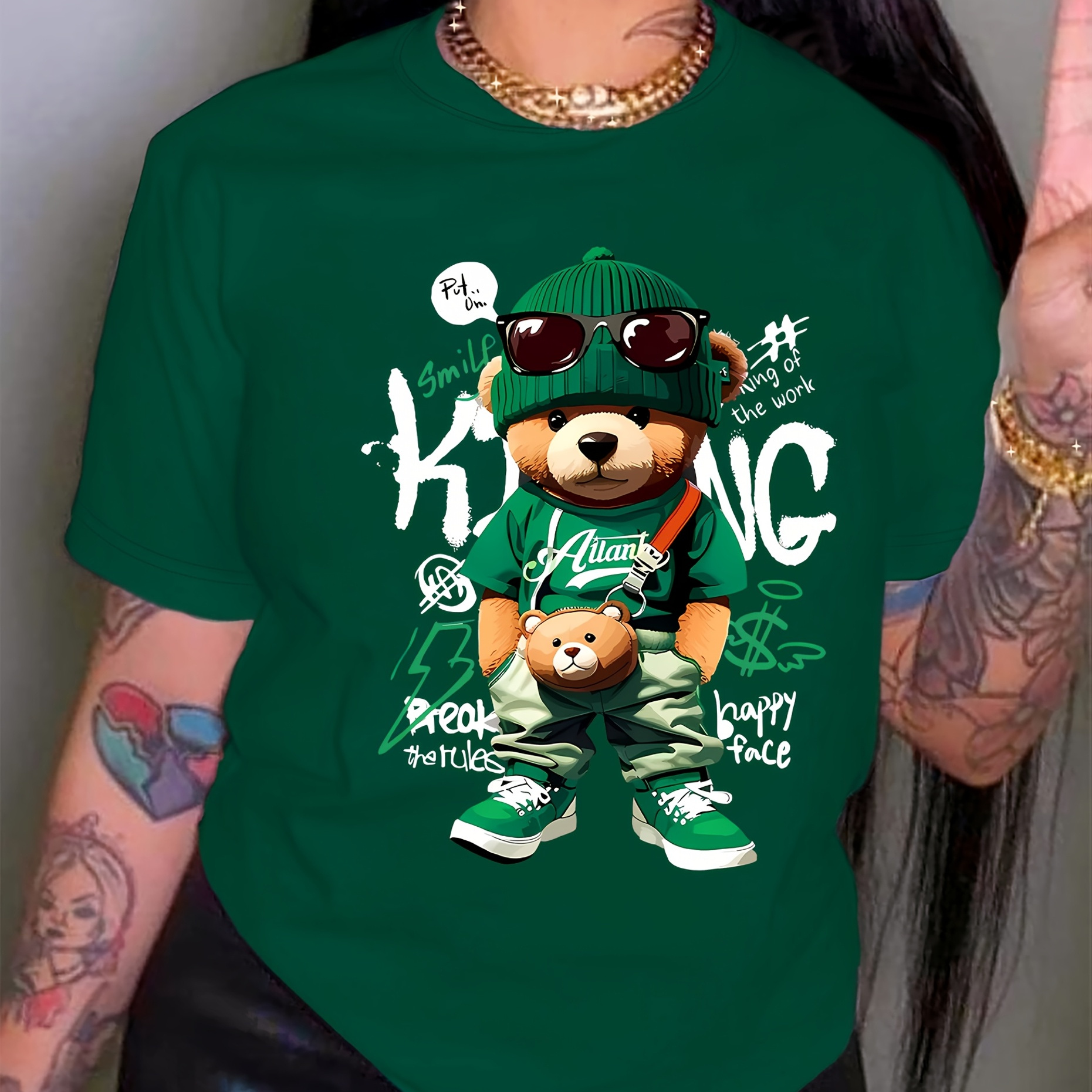 

Green T-shirt - Can Wear Short Sleeves - Comfortable And Breathable, , Fashion Short Sleeve Fitted Version Of Neck T-shirt