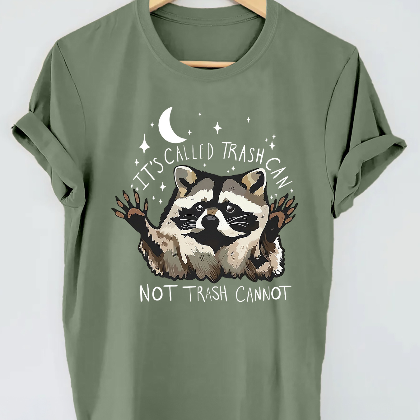 

Raccoon Print T-shirt, Short Sleeve Crew Neck Casual Top For Summer & Spring, Women's Clothing
