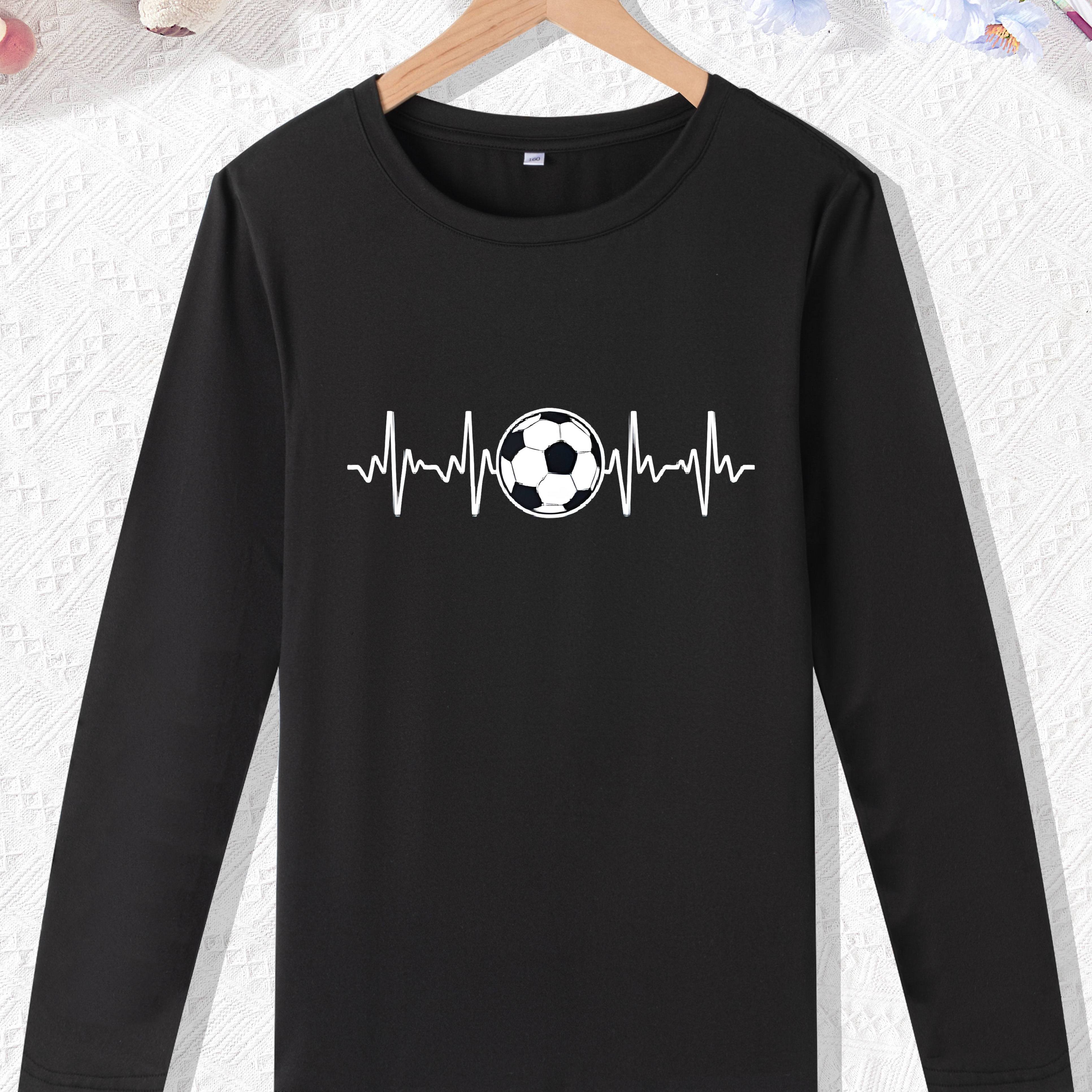 

Cartoon Soccer Print Long Sleeve T-shirt For Boys, Casual Pullover, Boy's Clothing