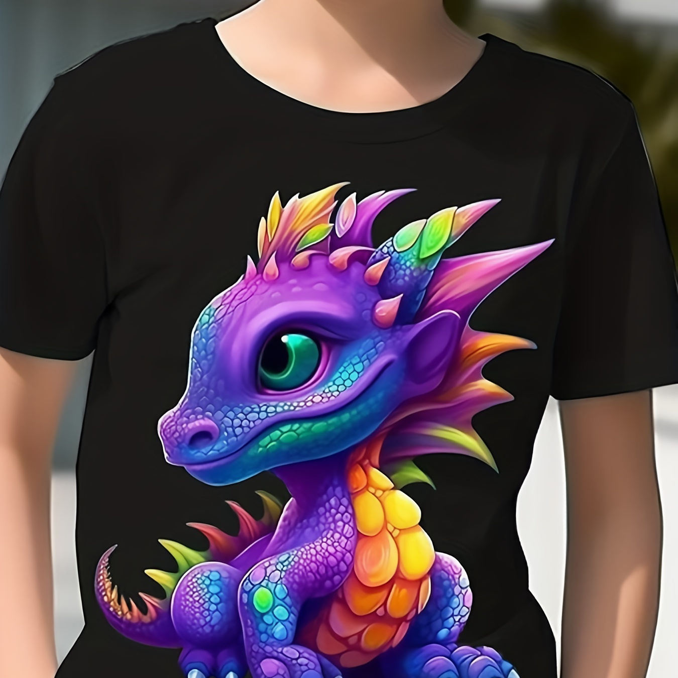 Cool 3D Digital Print Dragon Graphic T-Shirt For Boys - Perfect For Summer Outdoor Fun!