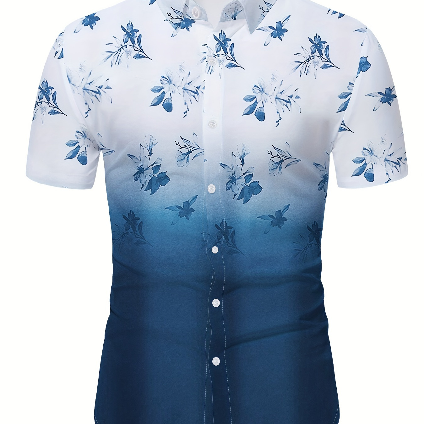 Men's Printed Flower Shirt Gradient Shirt