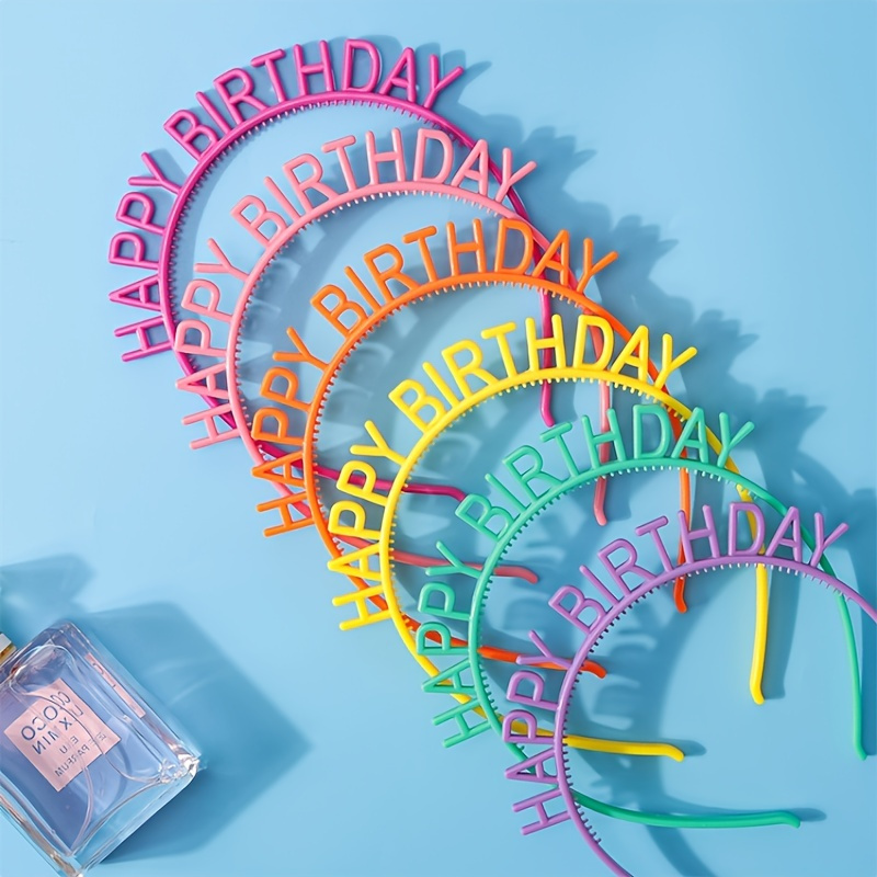 

6pcs Birthday Headbands For Children Kids Baby Gift, Colorful Candy Birthday Headbands For Girls, Cute Headbands For Celebrating Birthday Party