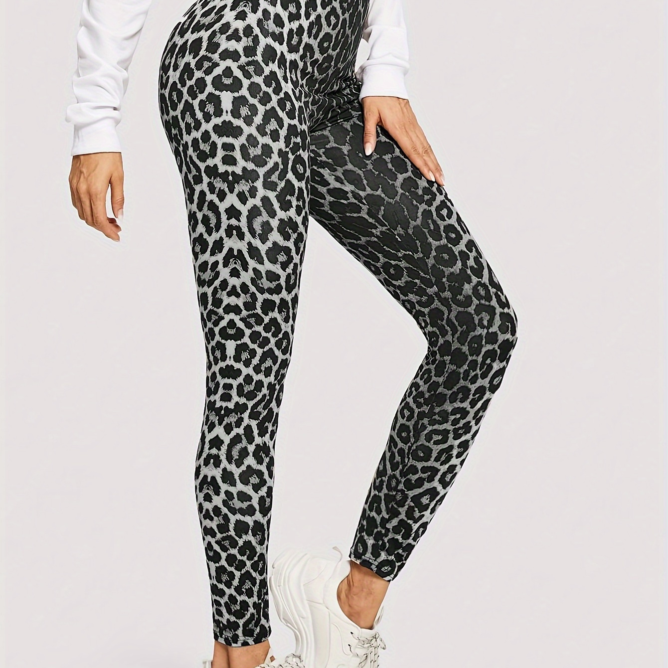 

Leopard Print Skinny Leggings, Casual High Waist Stretchy Leggings, Women's Clothing