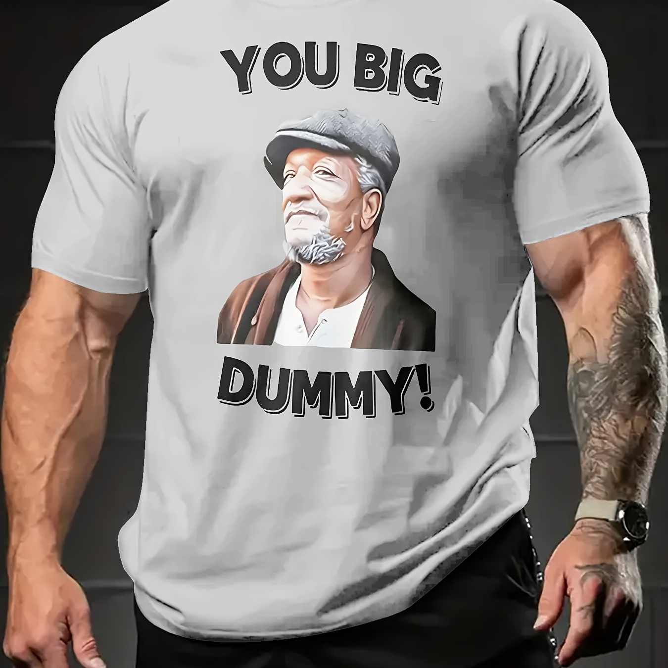 

You Big Dummy" Men' T-shirt - Casual & Comfortable Summer Tee With Novelty Graphic Design, Breathable Polyester, Machine Washable