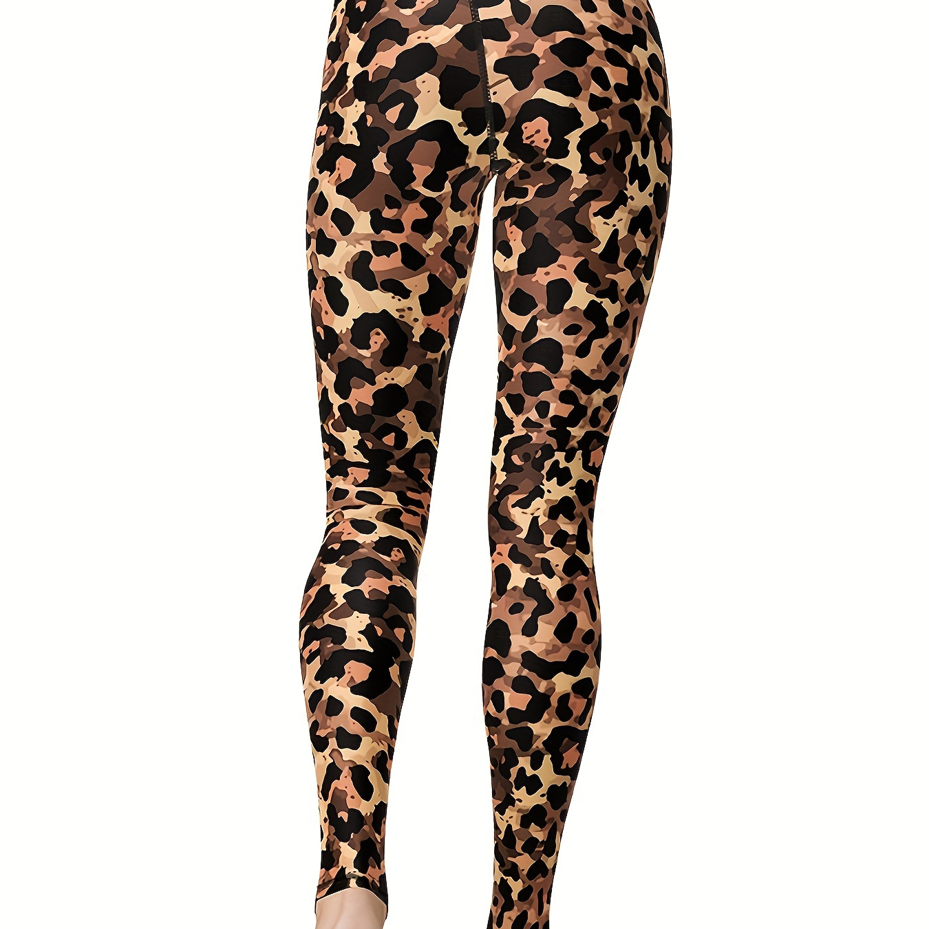Leopard Print Running Workout Leggings, High Elastic Slim Fitness Yoga  Pants, Women's Activewear