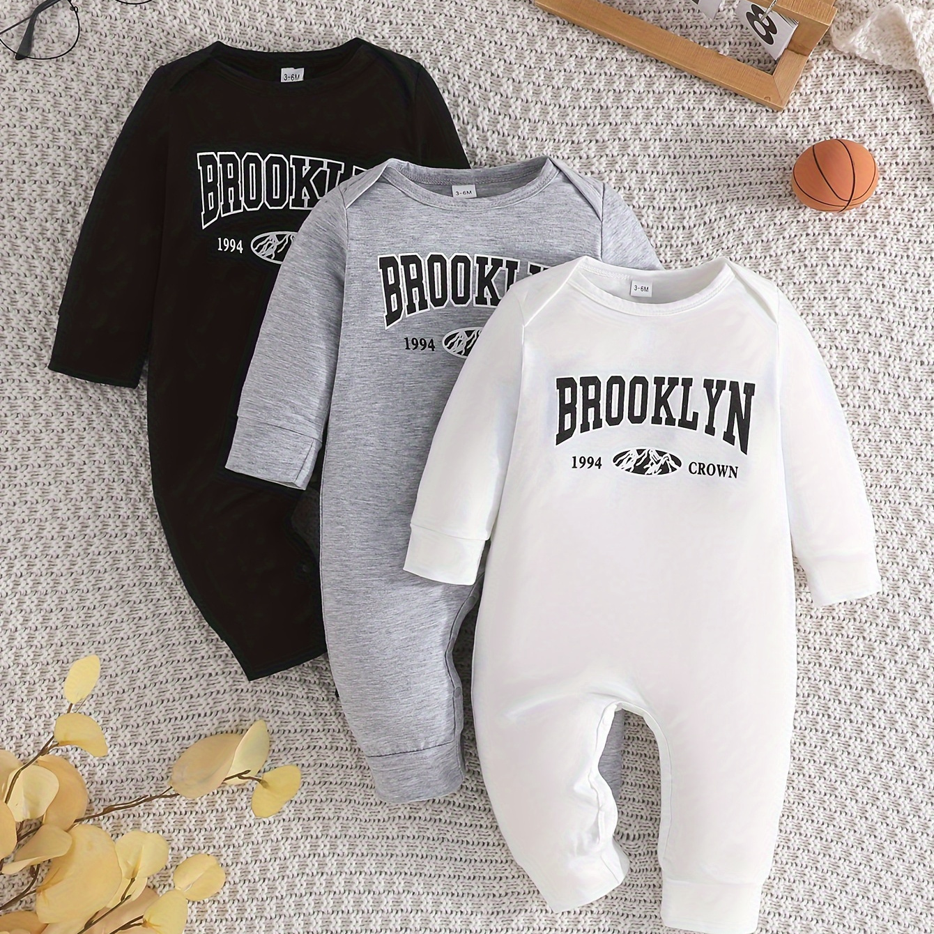 

Baby Boys' Letter Printed Long Sleeve Casual Bodysuit 3-piece Set