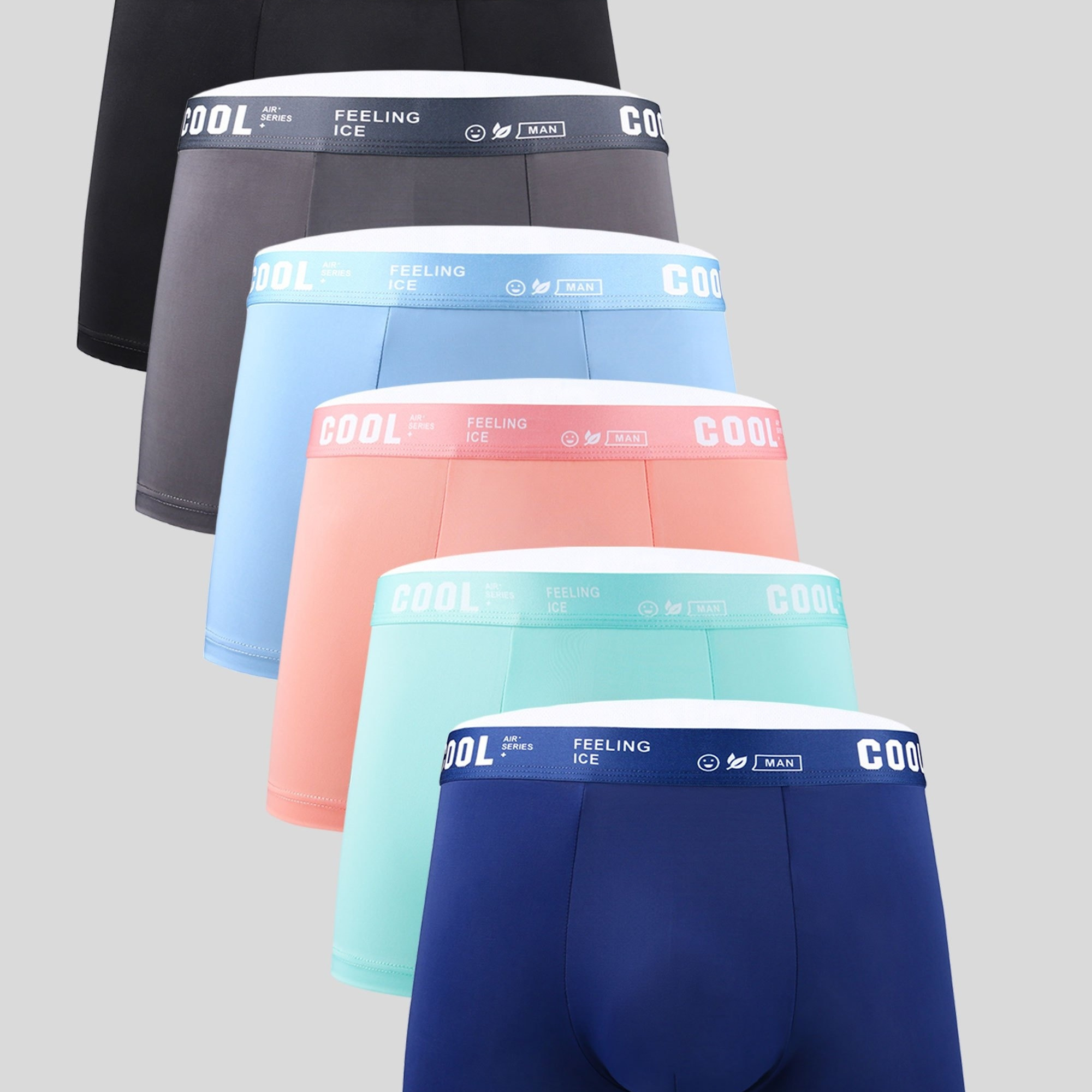 

6pcs Plus Size Men's Ice Silk Cool Comfy Boxers Briefs, Quick Drying Sport Briefs, Breathable Antibacterial Bottoms, Men's Underwear