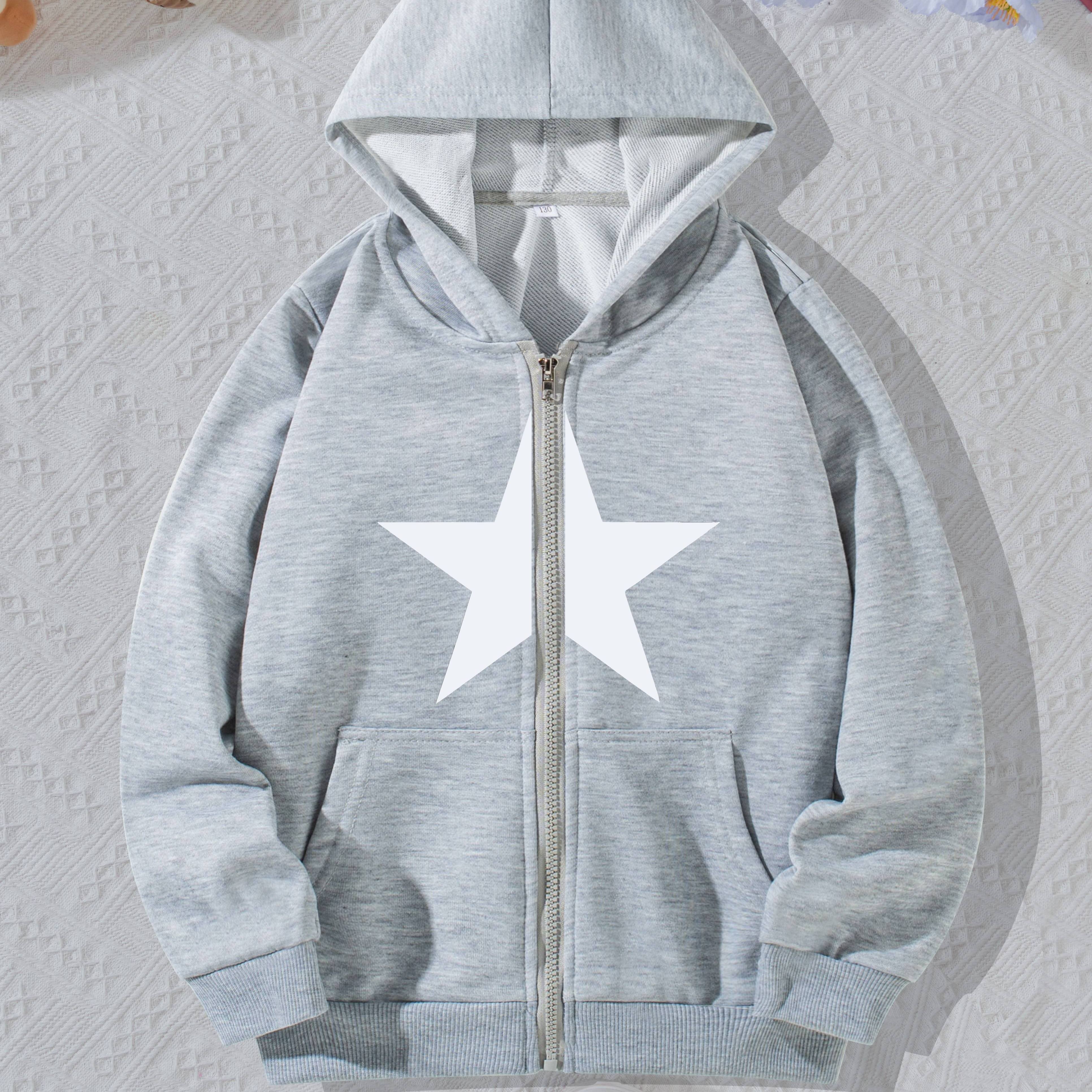 

Classic Star Print, Boys/ Girls Casual Hoodie Jacket, Long Sleeve Zipper Sweatshirt With Pockets Active Outdoor Clothing