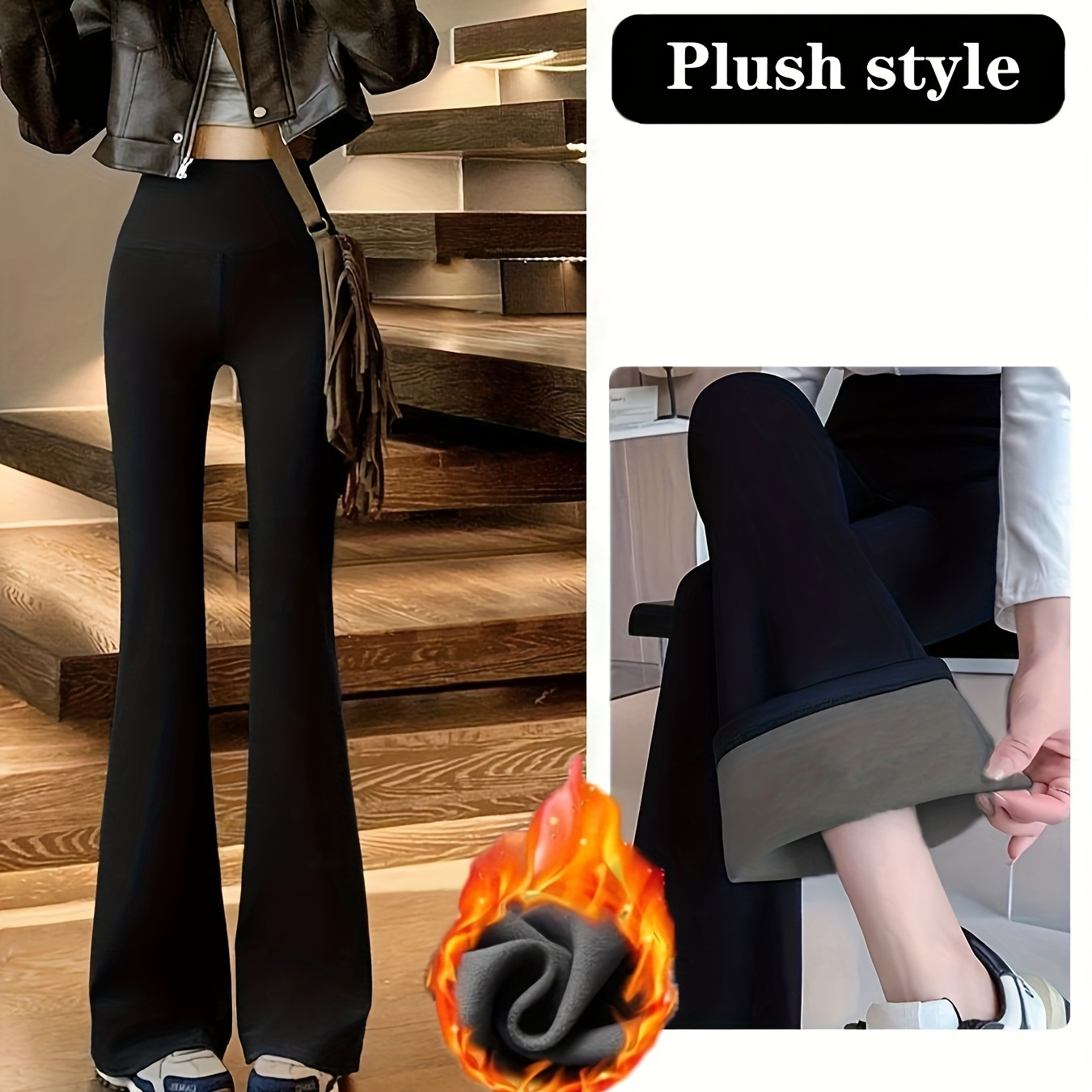 

Women's High-waisted Fleece-lined Yoga Pants - Slimming, Stretchy Flare Leggings For Fall/winter